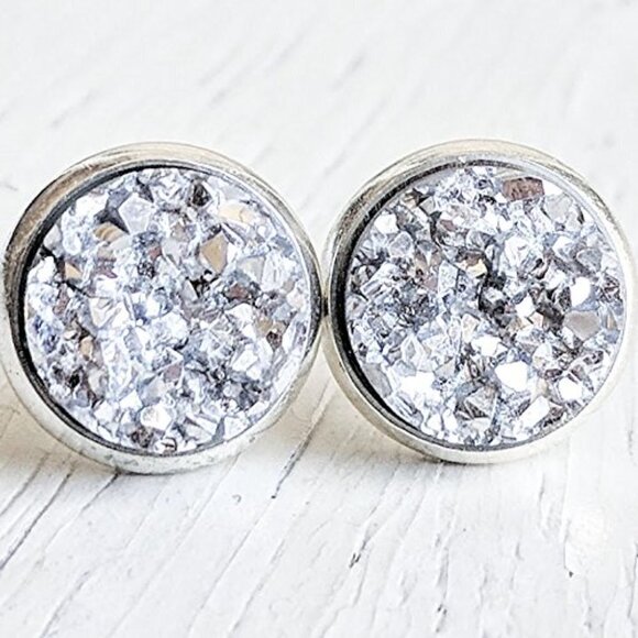 5/$25 Orange Druzy Silver Studs Earrings HOLIDAY EARRING SALE REDUCED SHIPPING! - Picture 15 of 15